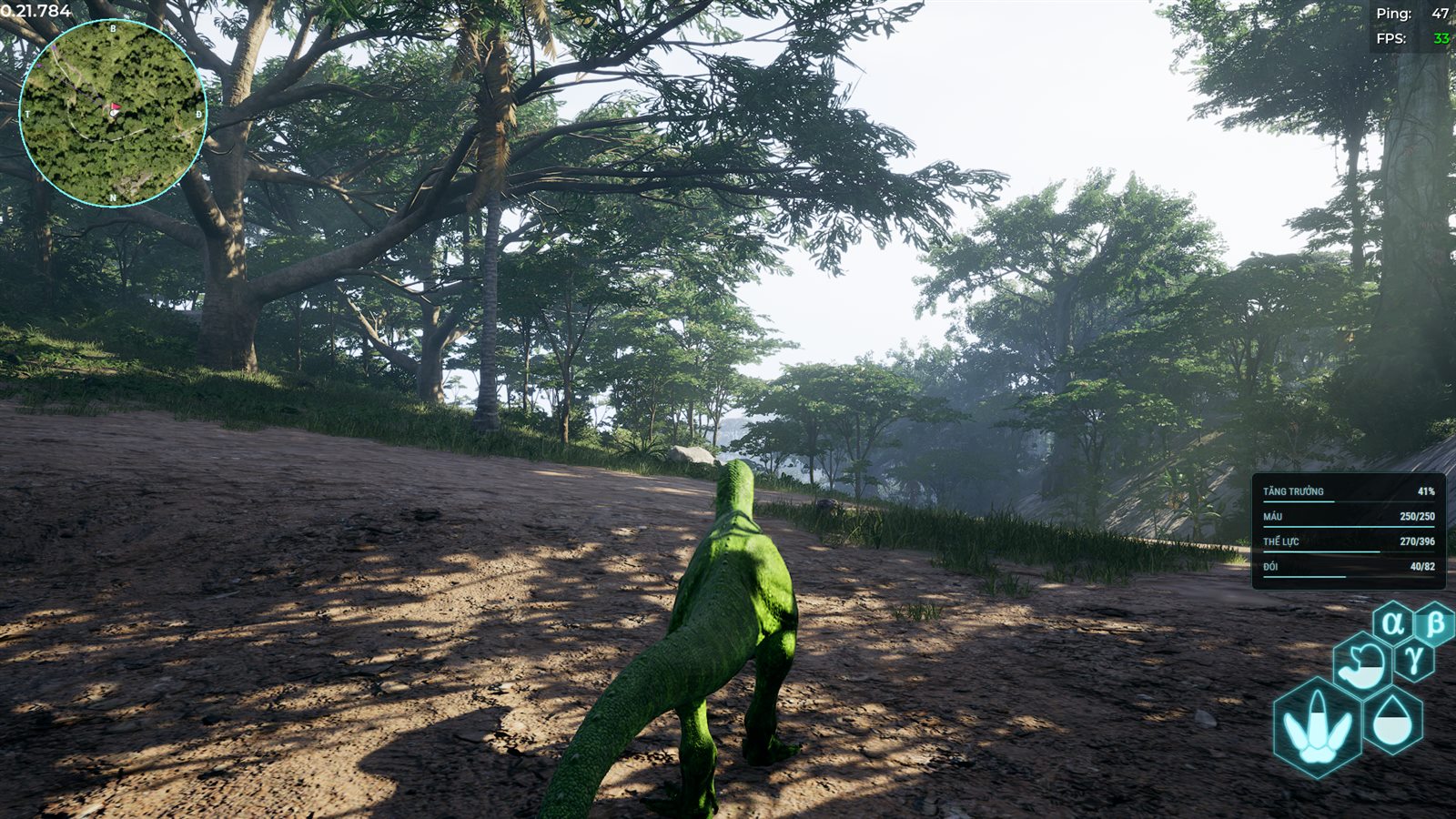 HUD trong game: minimap, máu, thể lực, đói