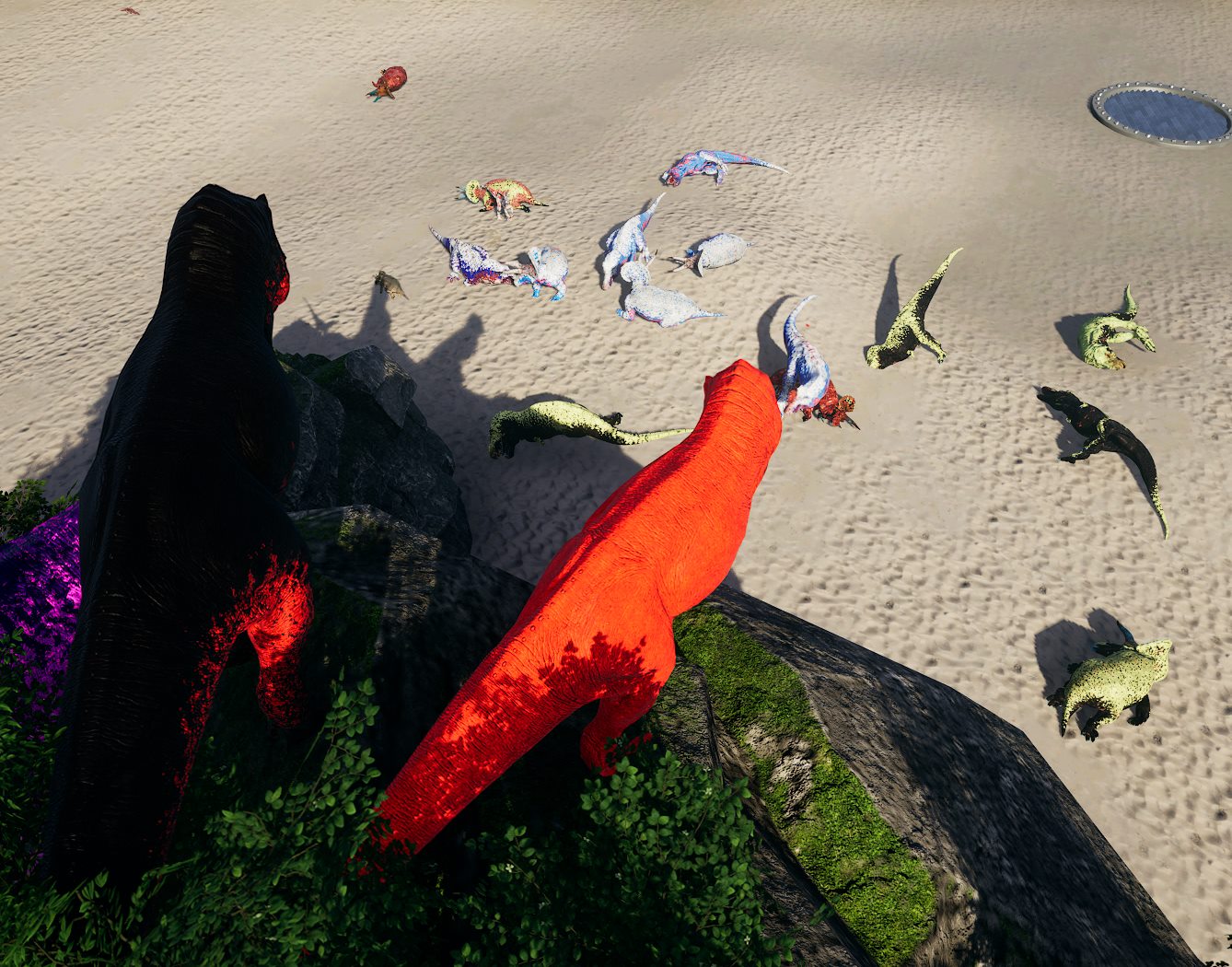 Nhiều người chơi với dino màu khác nhau trong game